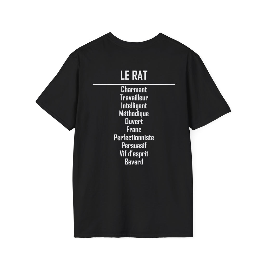 01 Rat — T-shirt Typographique — Couleurs Foncées — Français