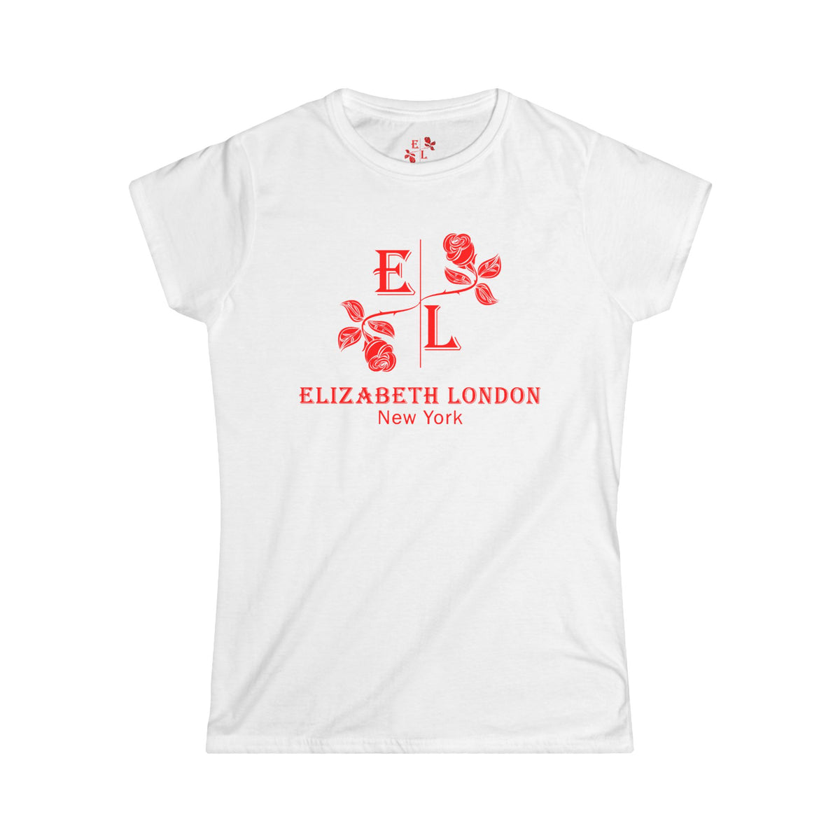 Elizabeth London™ Iconic Signature Rose Women’s Tee – Blush Petal