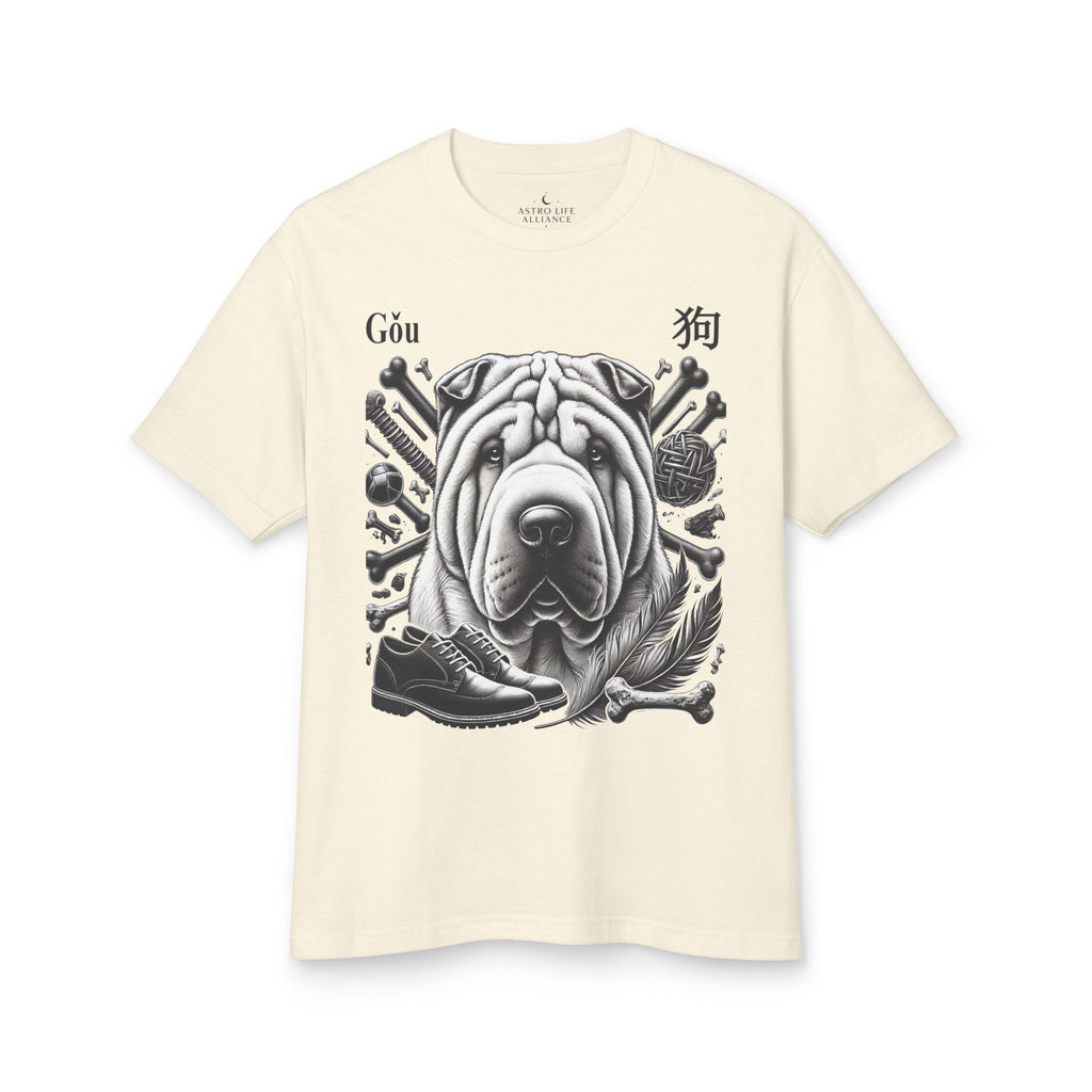 11 Dog — Illustrated Tee — Faded Cream — English