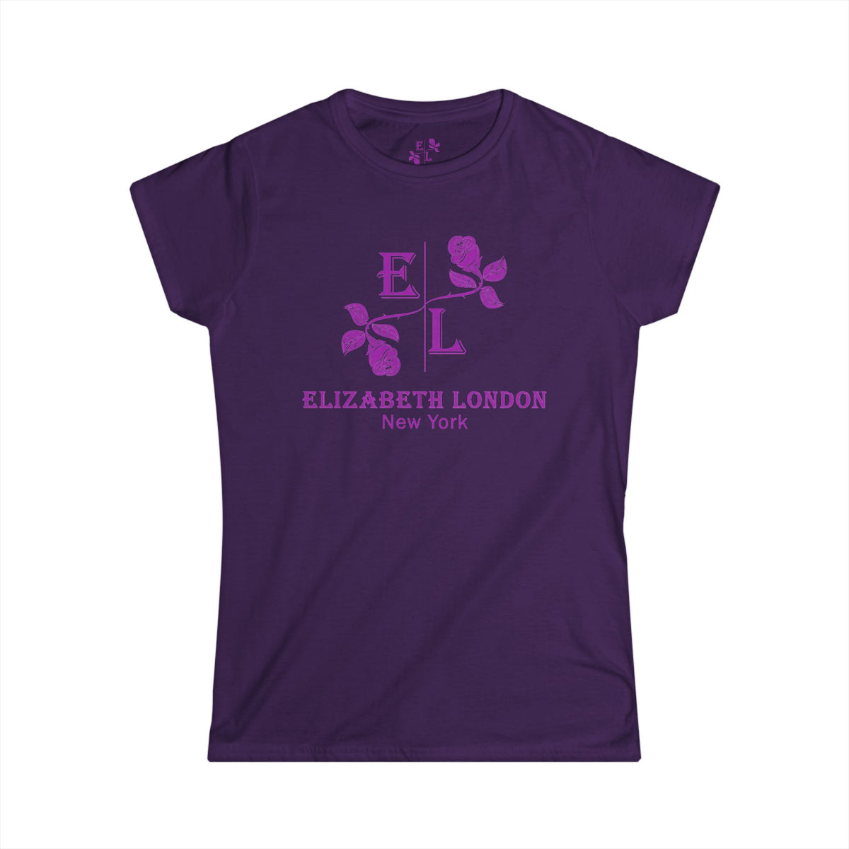 Elizabeth London™ Iconic Signature Rose Women’s Tee – Royal Rose