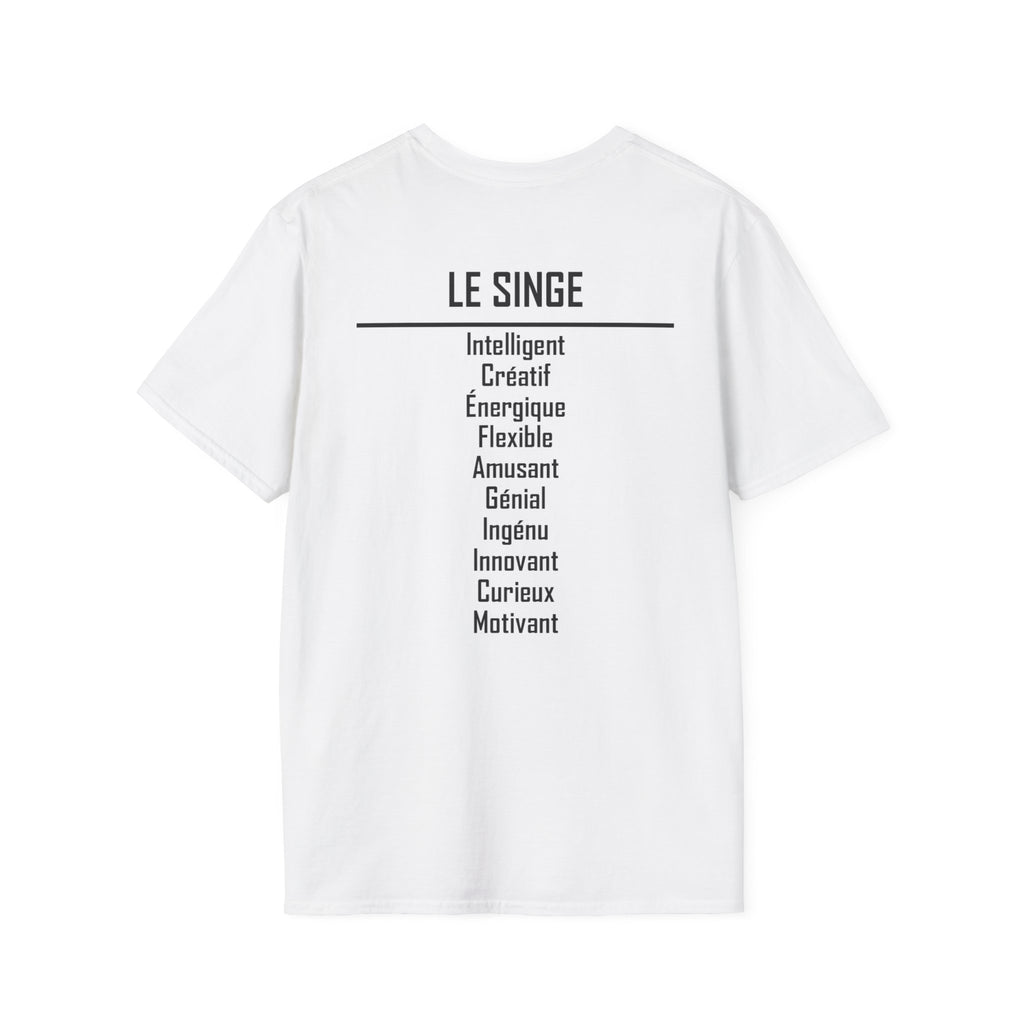 09 Singe — T-shirt Typographique — Couleurs Claires — Français