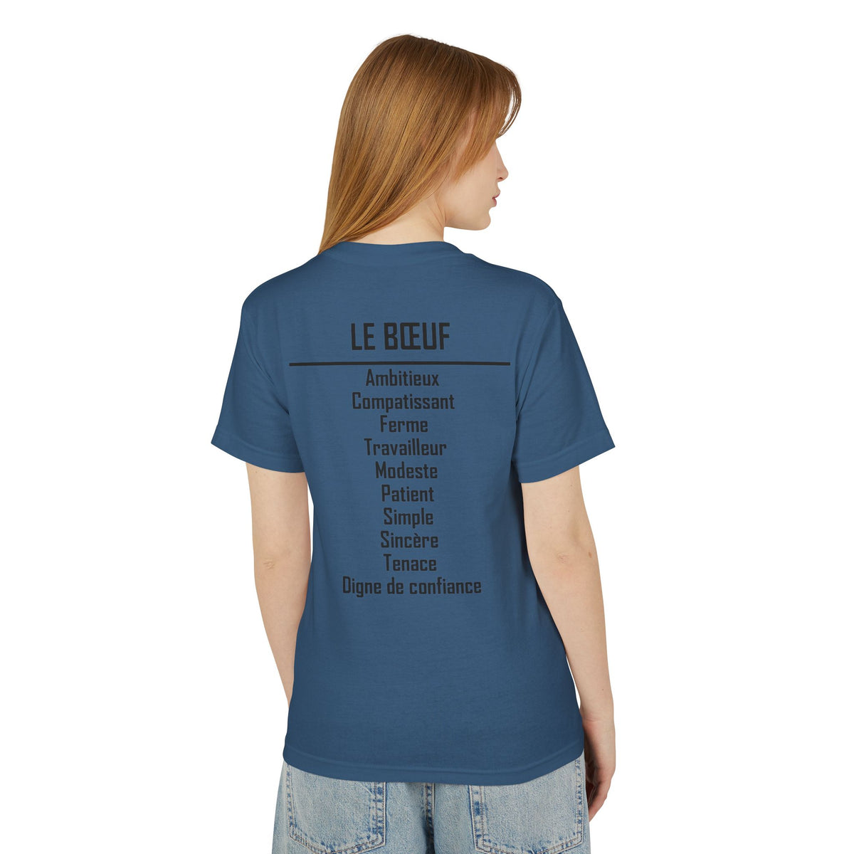 02 Buffle/Bœuf — T-shirt Illustré — Couleurs Foncées — Français
