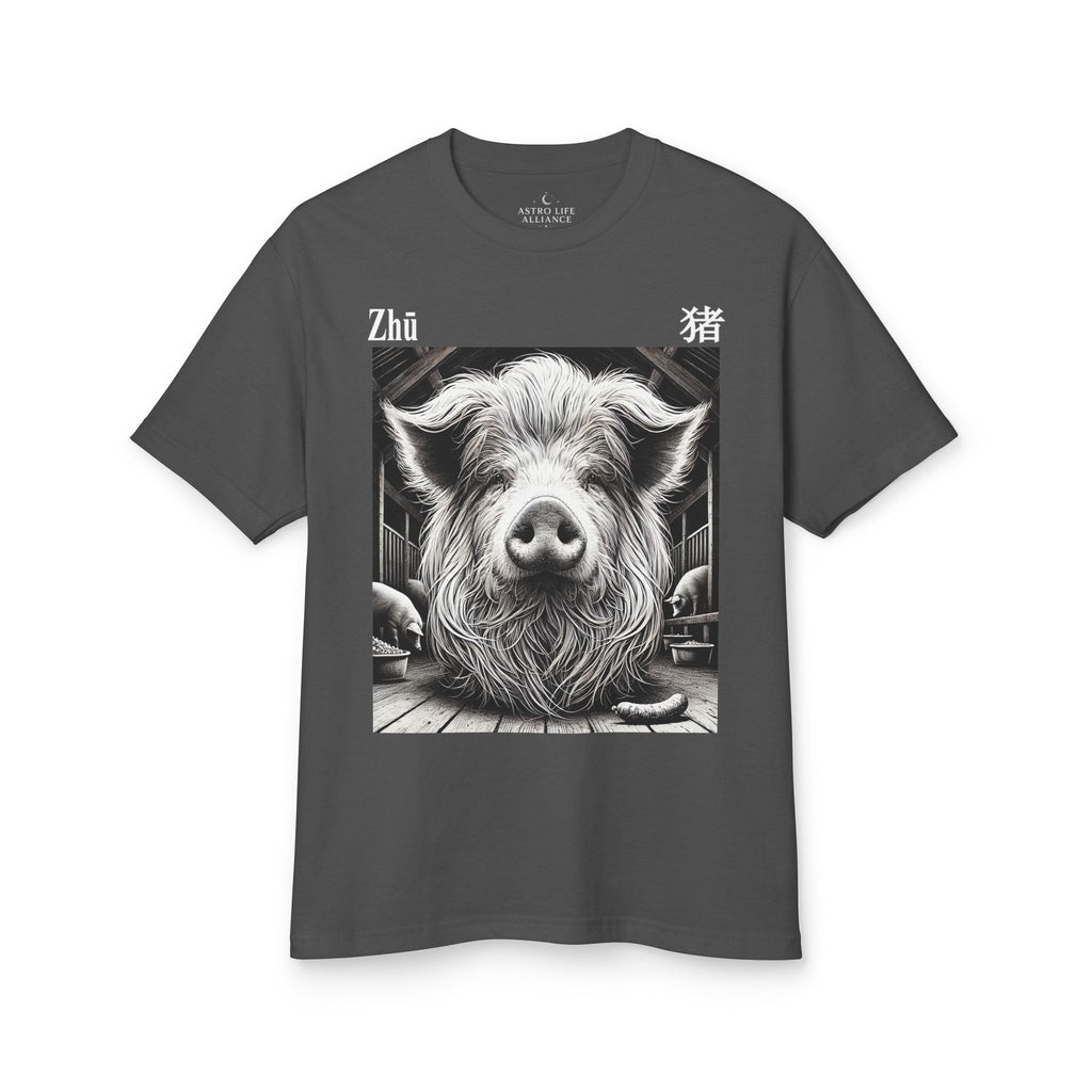 12 Pig — Illustrated Tee — Faded Black — English