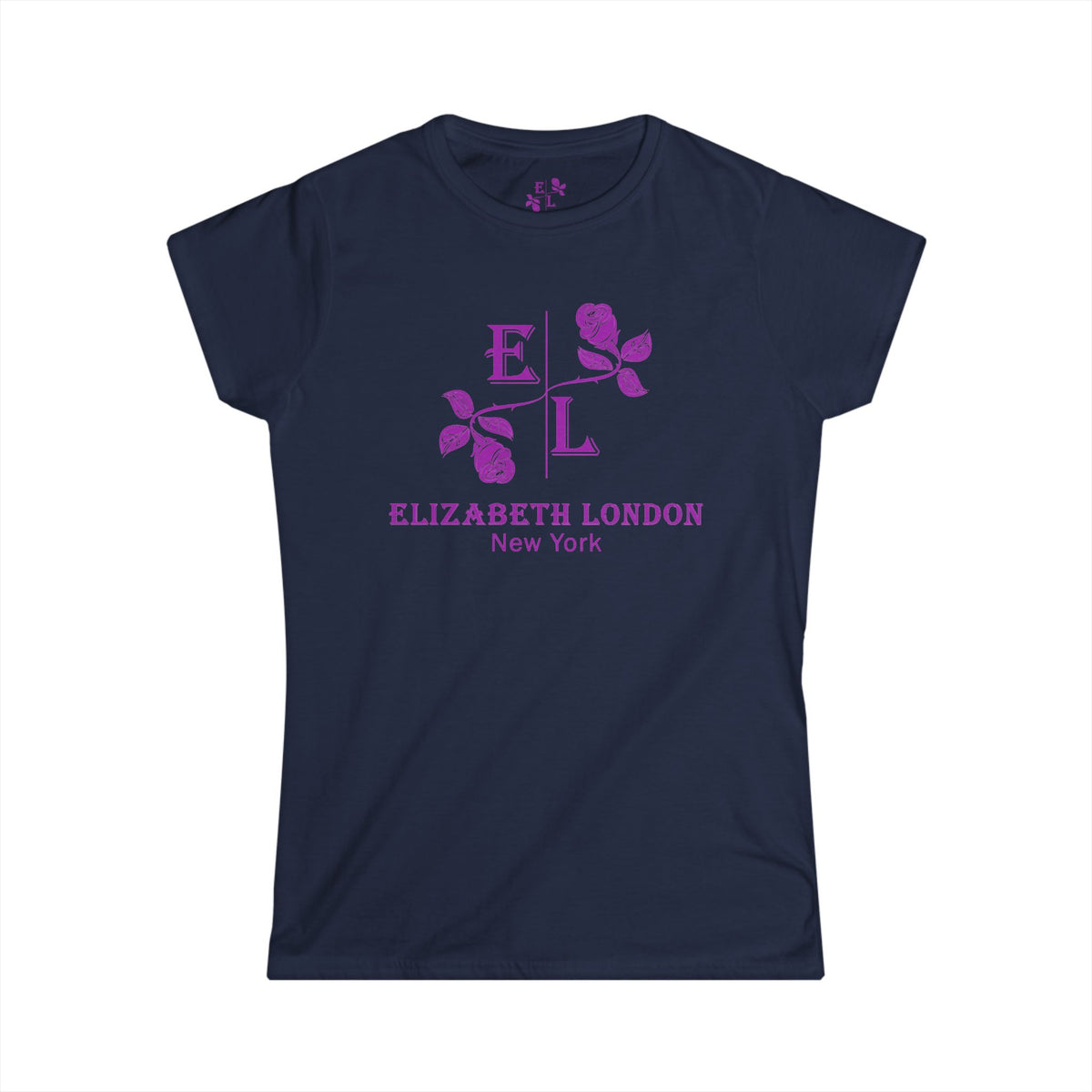Elizabeth London™ Iconic Signature Rose Women’s Tee – Royal Rose