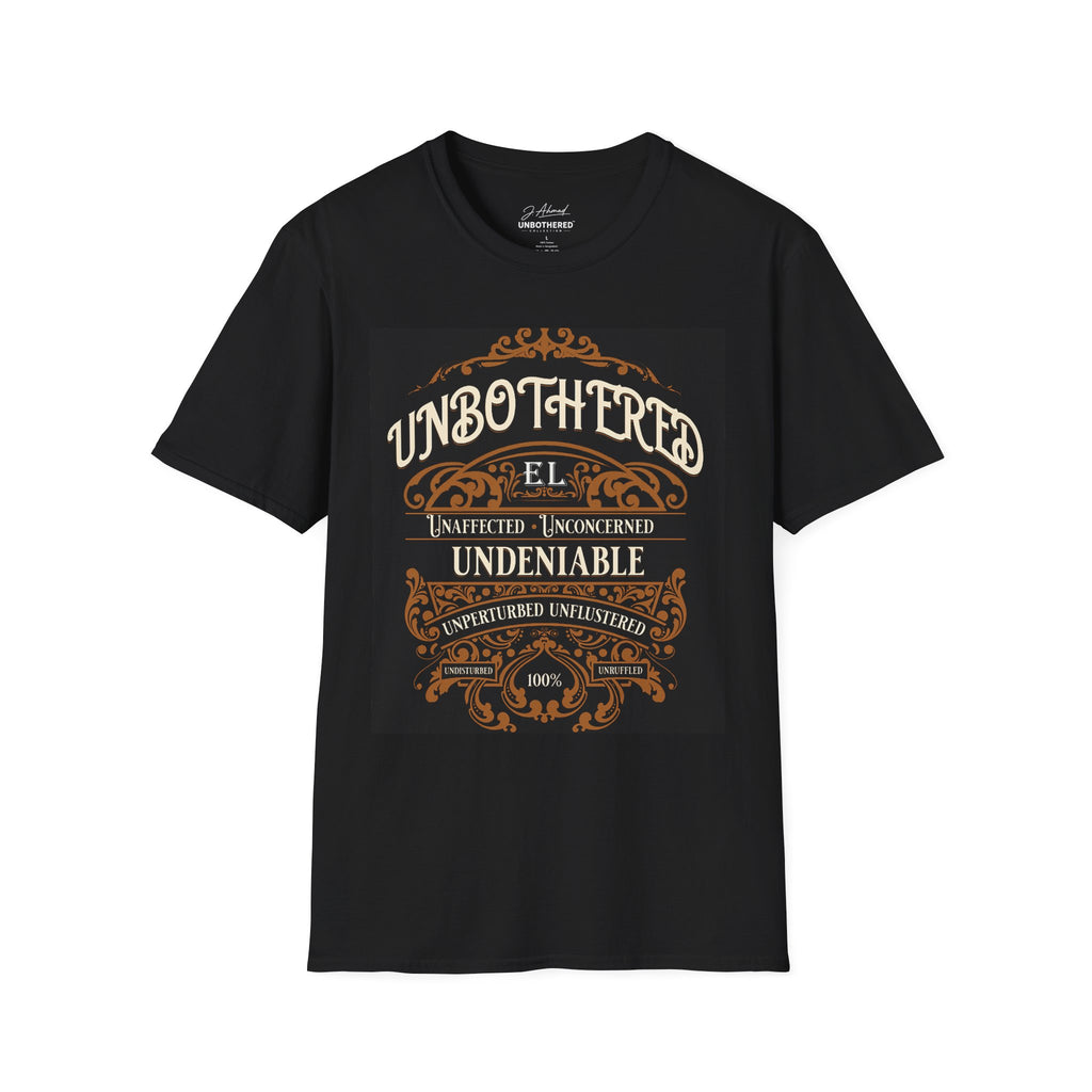 Unbothered & Undeniable Statement Unisex Softstyle Tee – Black
