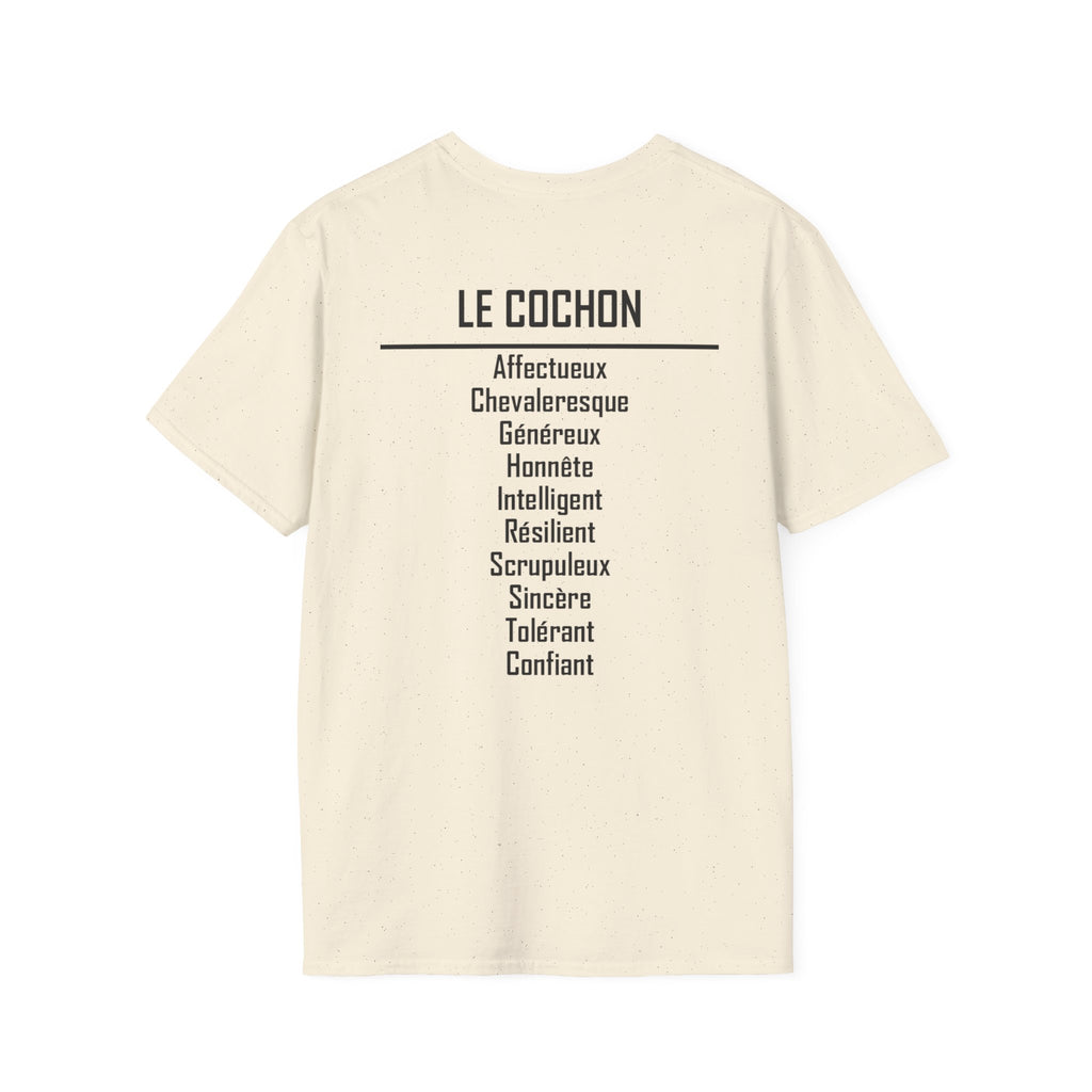 12 Cochon — T-shirt Typographique — Couleurs Claires — Français