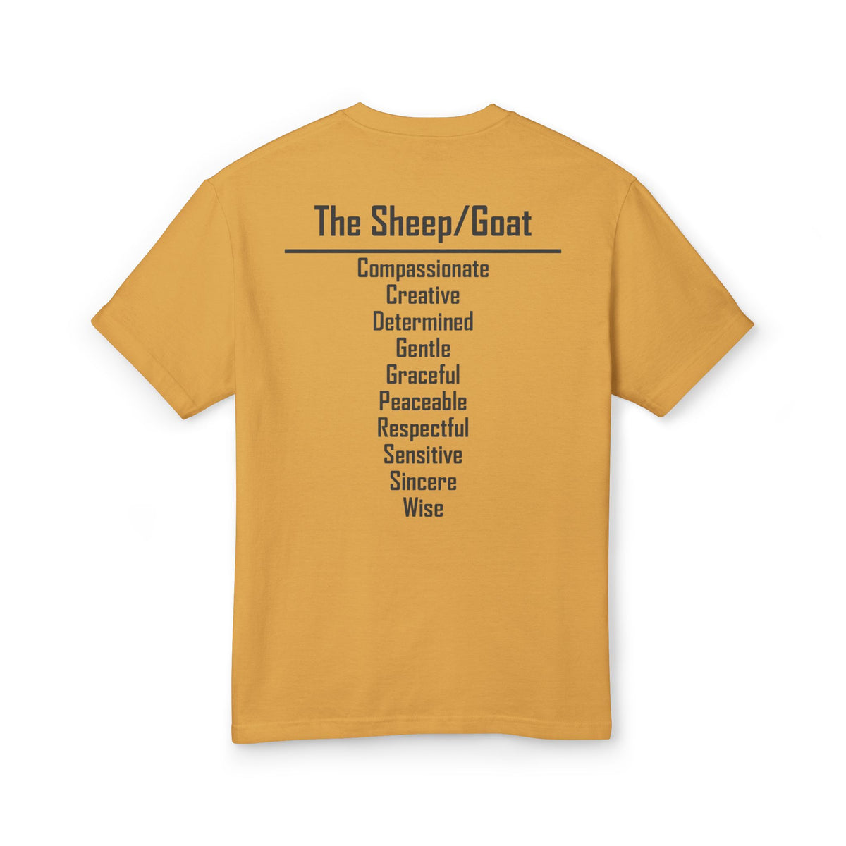 08 Sheep/Goat — Illustrated Tee — Faded Mustard — English