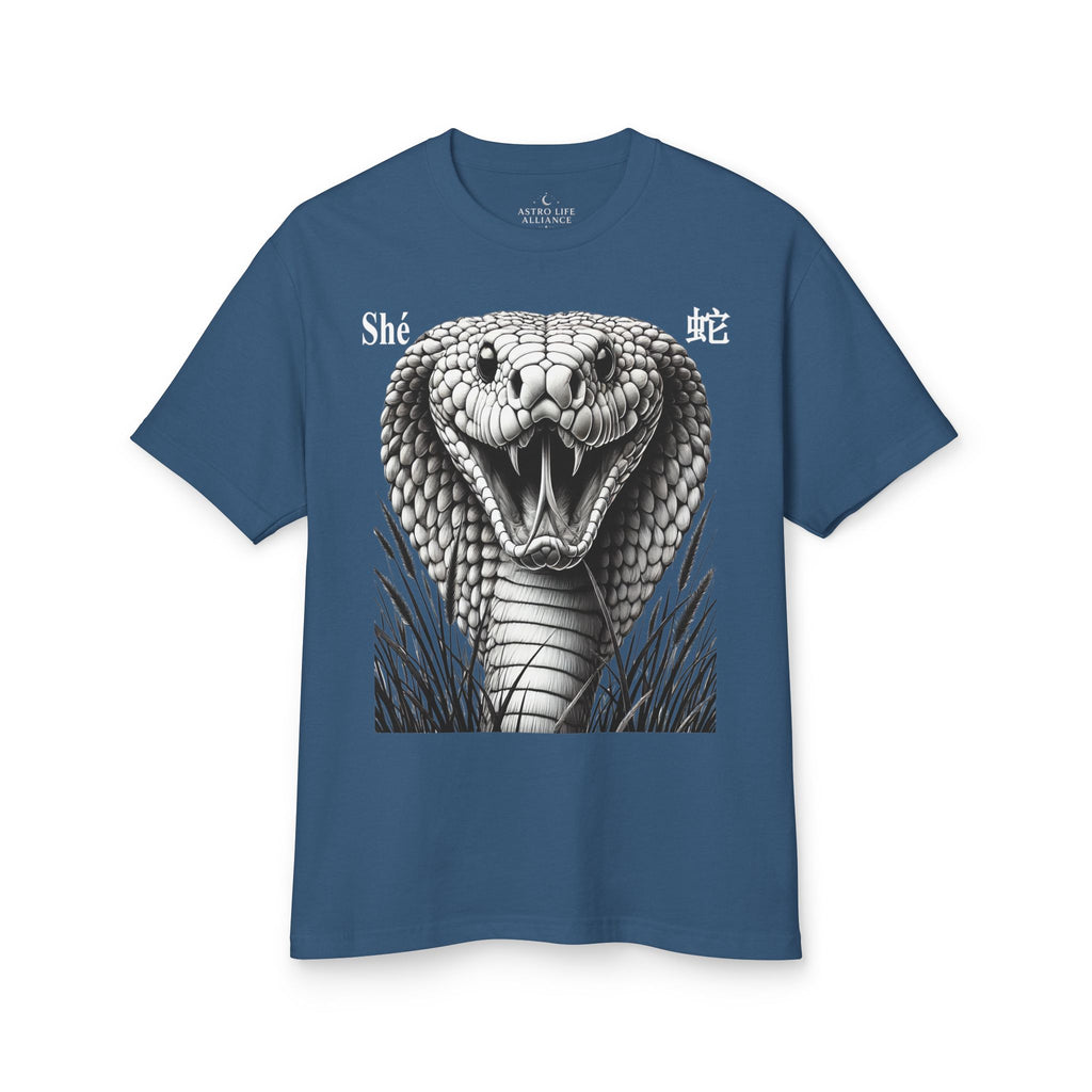06 Snake — Illustrated Tee — Faded Navy — English
