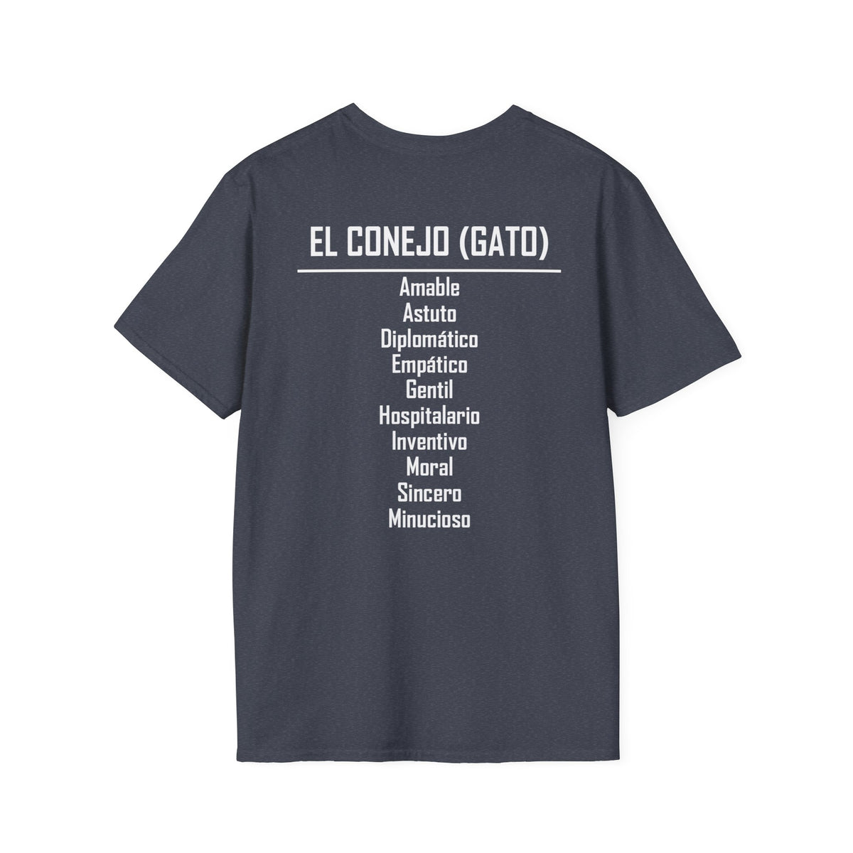 04 Conejo (Gato) — Camiseta Tipográfica — Colores Oscuros — Español