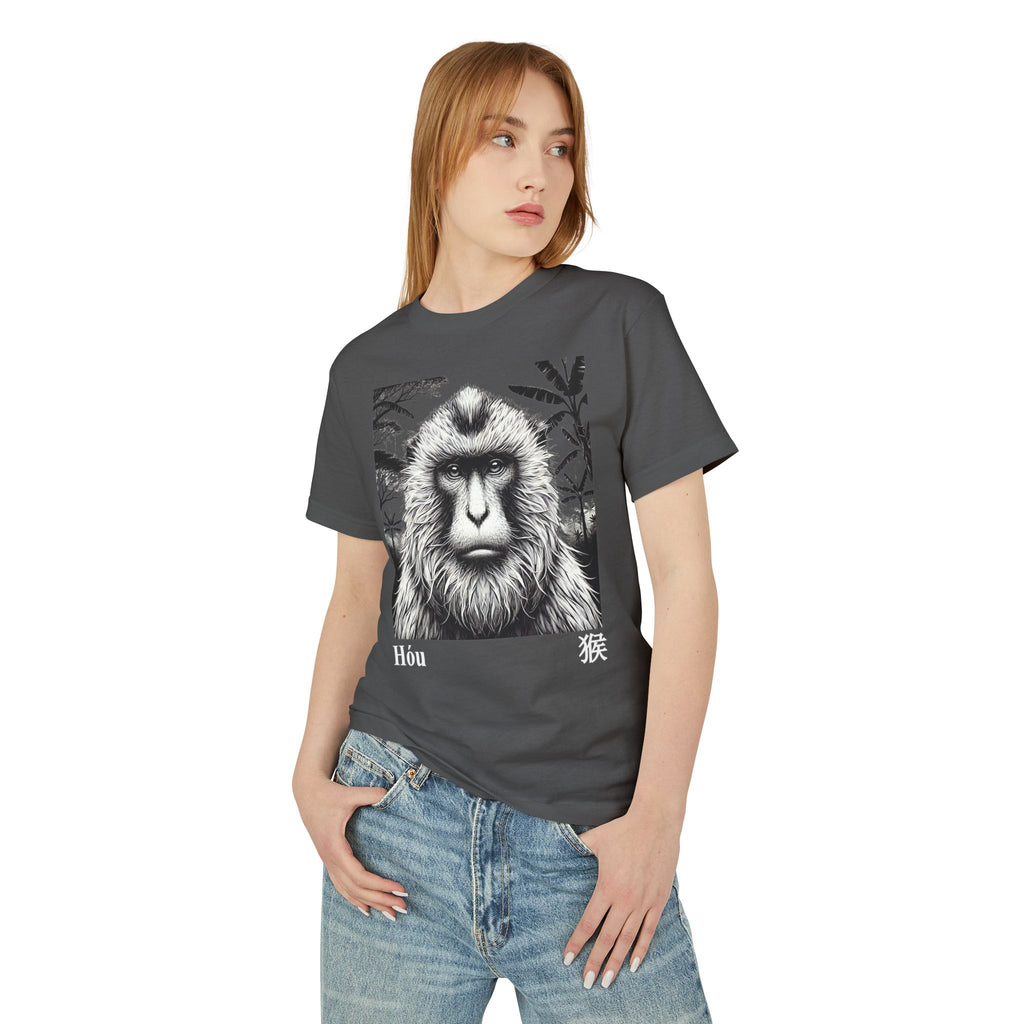09 Monkey — Illustrated Tee — Faded Black — English
