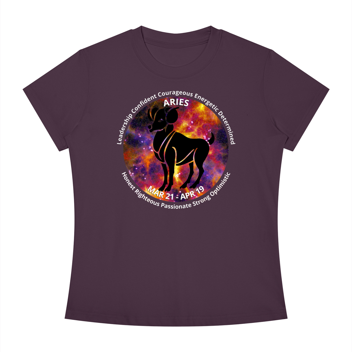 Aries Full-Color Zodiac Slim-Fit Women’s Tee – Dark Shades