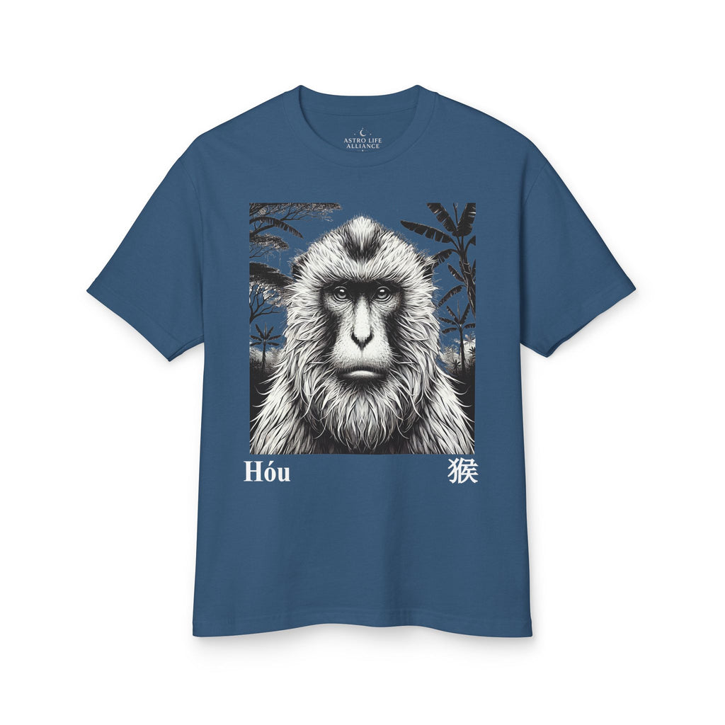 09 Monkey — Illustrated Tee — Faded Navy — English