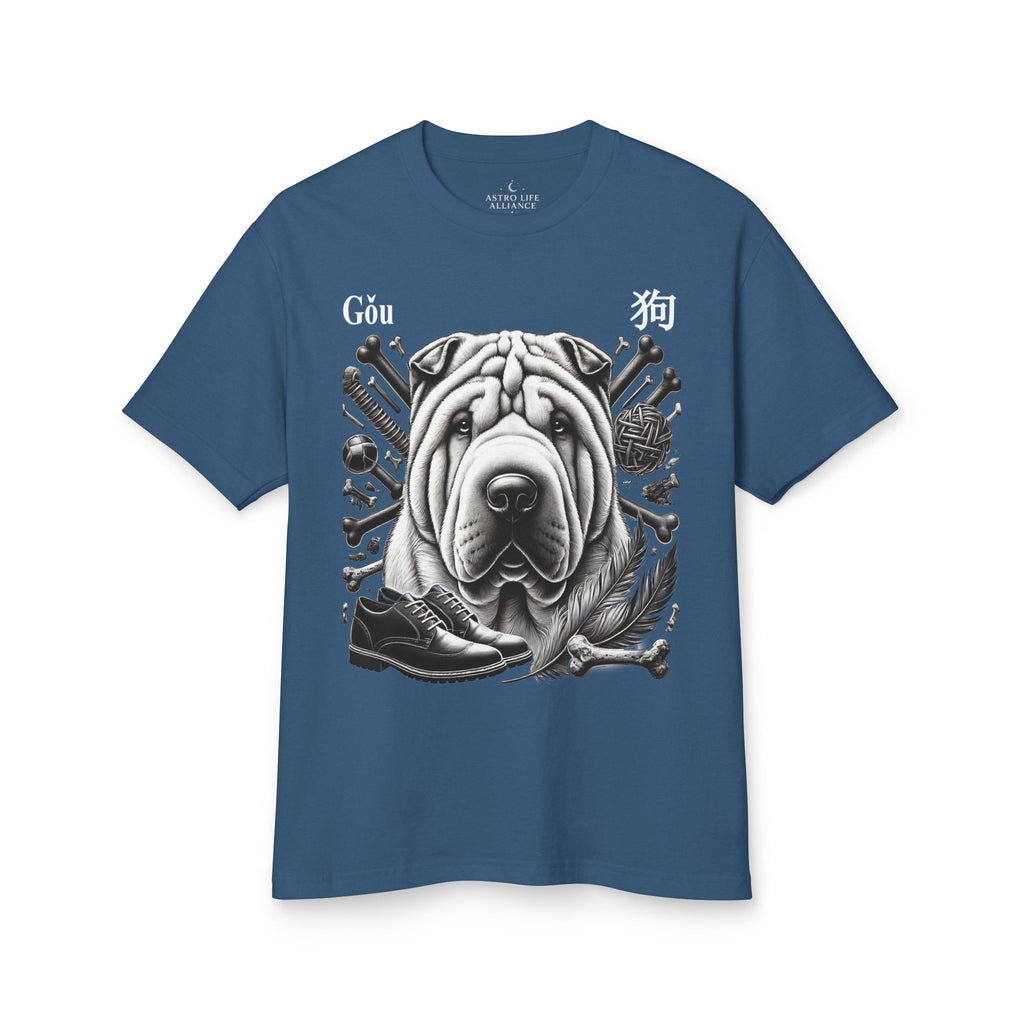 11 Dog — Illustrated Tee — Faded Navy — English