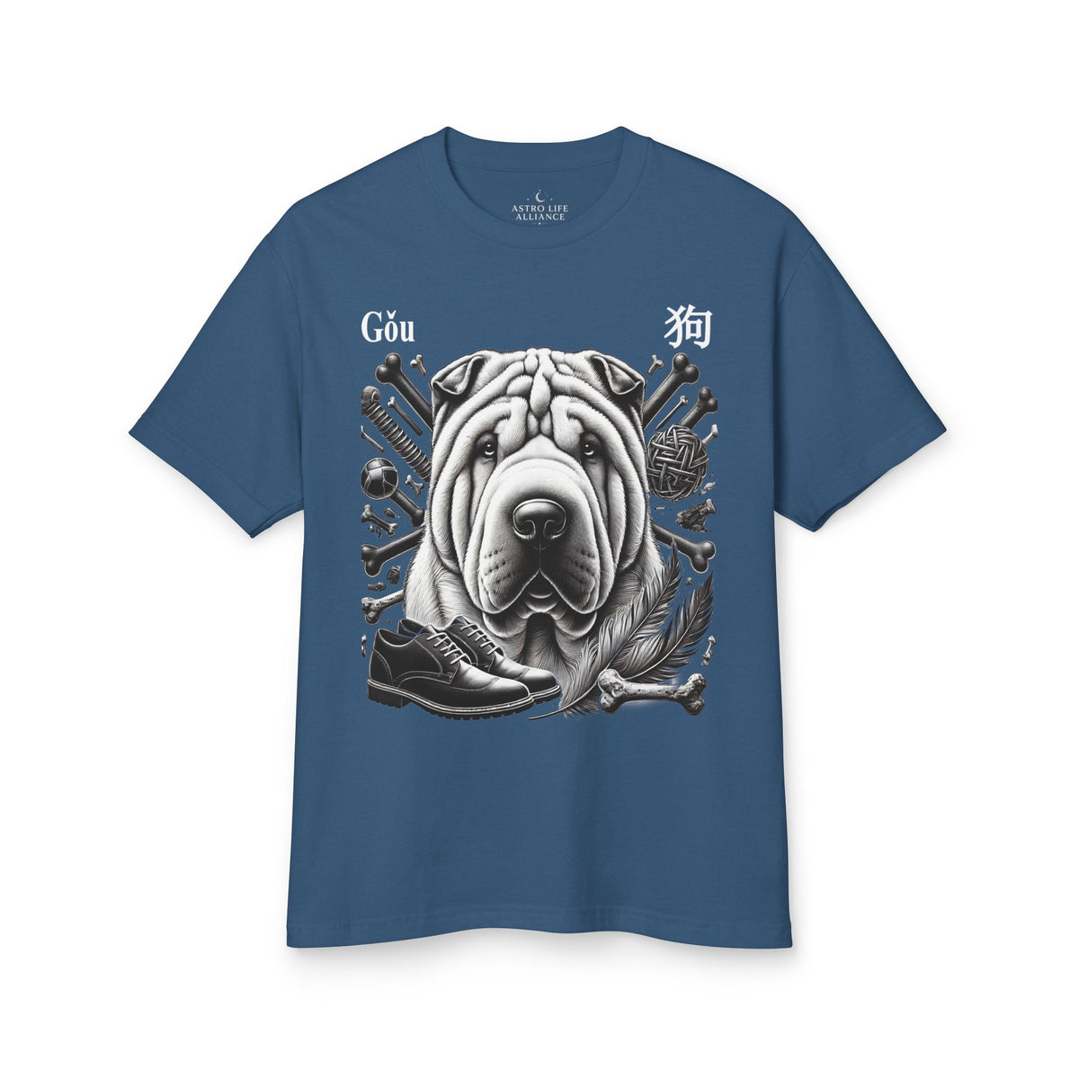 11 Dog — Illustrated Tee — Faded Navy — English