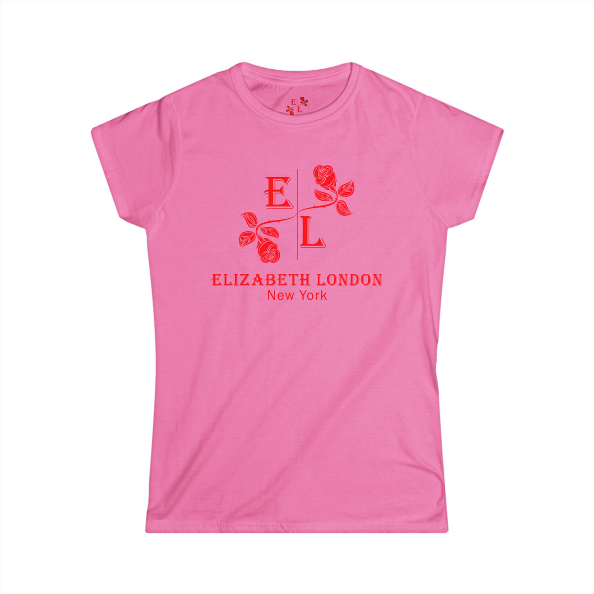 Elizabeth London™ Iconic Signature Rose Women’s Tee – Blush Petal