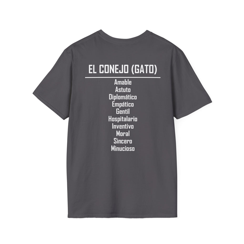 04 Conejo (Gato) — Camiseta Tipográfica — Colores Oscuros — Español
