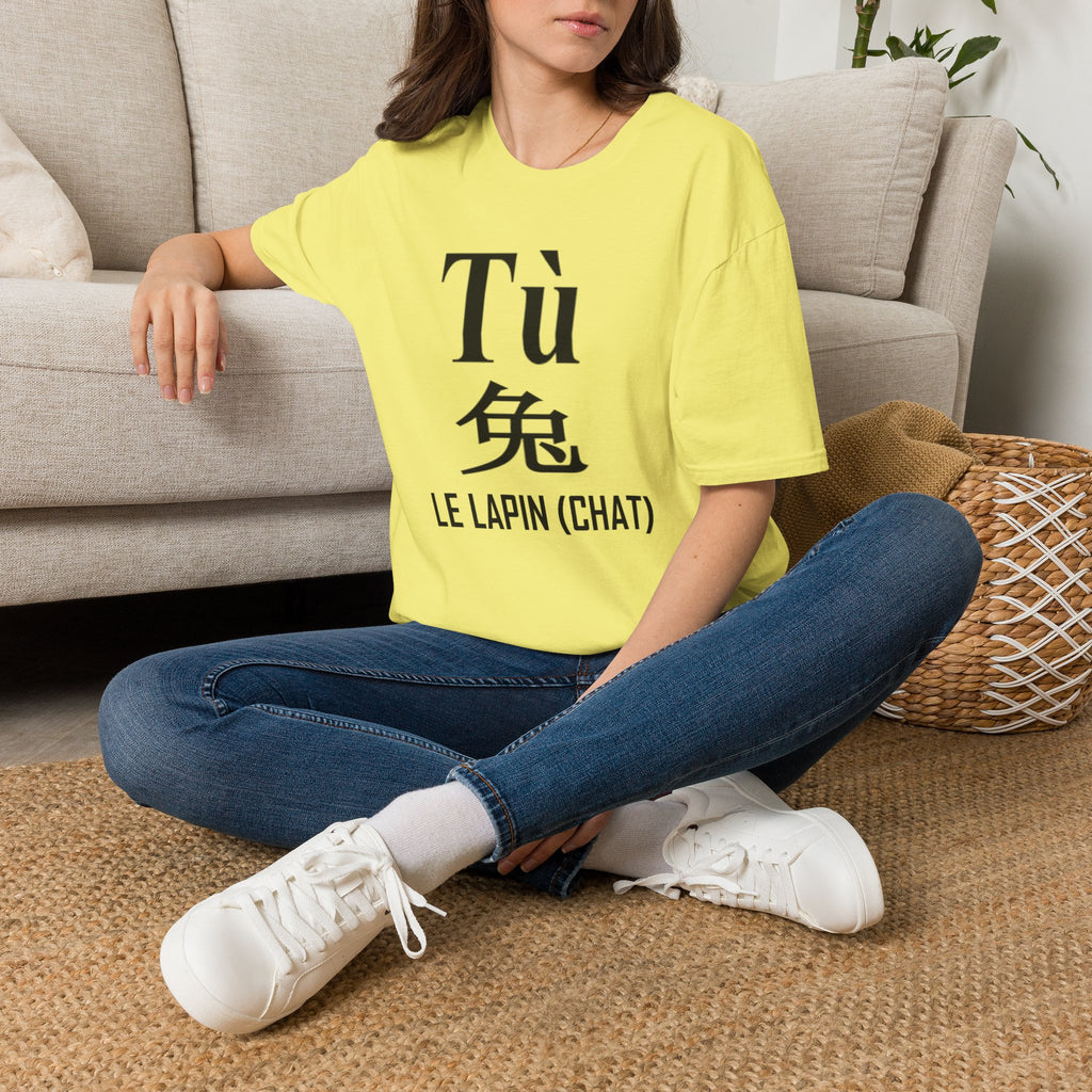 04 Lapin (Chat) — T-shirt Typographique — Couleurs Claires — Français