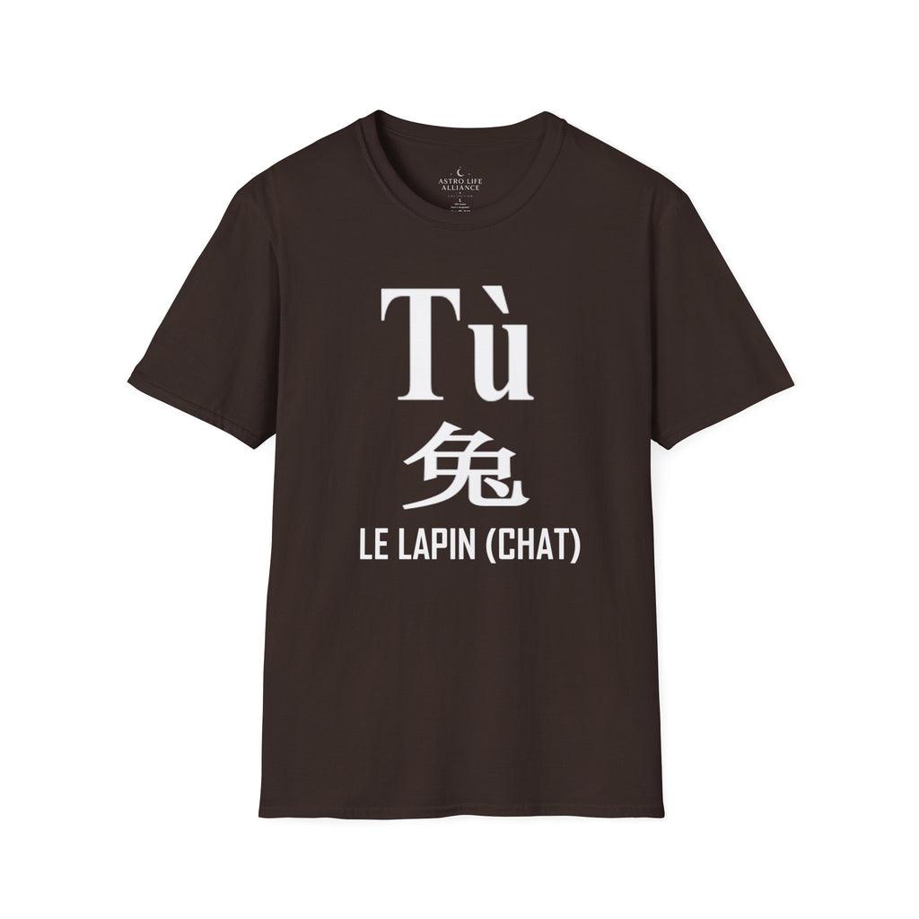 04 Lapin (Chat) — T-shirt Typographique — Couleurs Foncées — Français