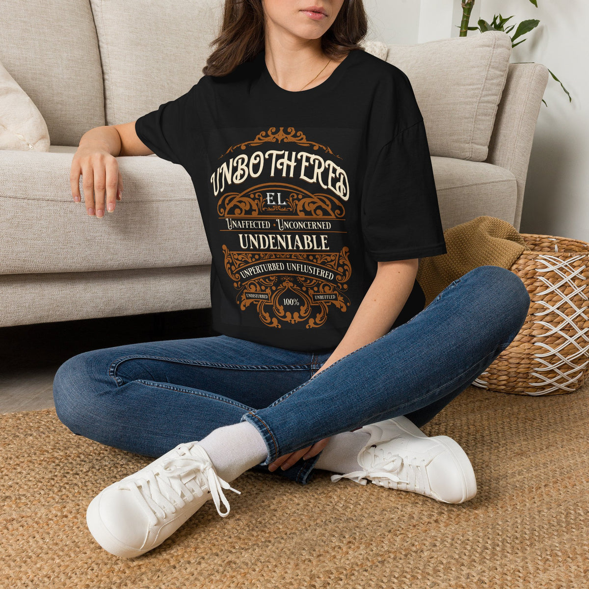 Unbothered & Undeniable Statement Unisex Softstyle Tee – Black