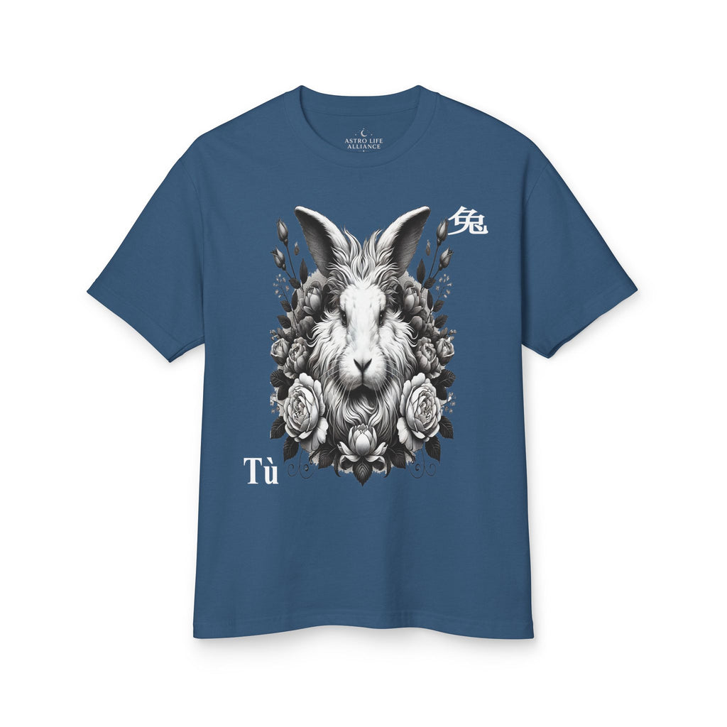 04 Rabbit — Illustrated Tee — Faded Navy — English