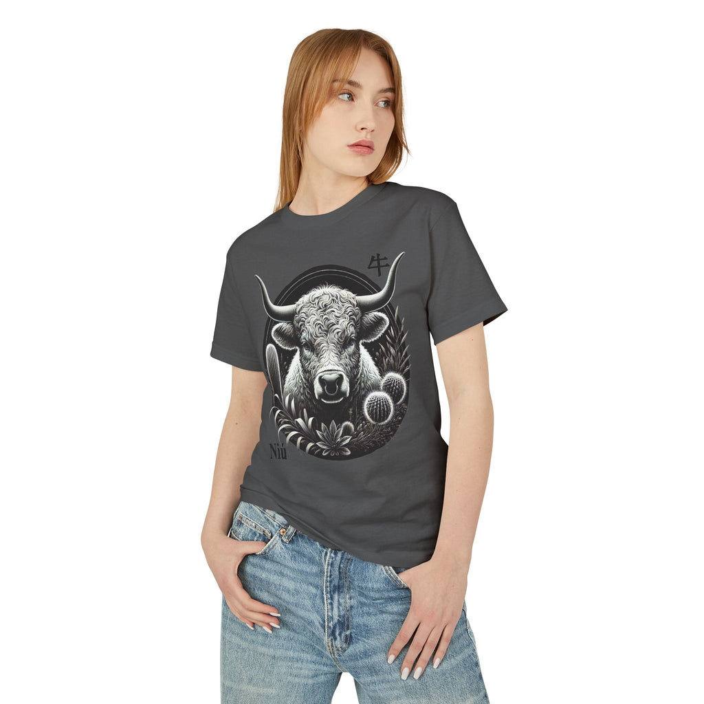 02 Buffle/Bœuf — T-shirt Illustré — Couleurs Foncées — Français
