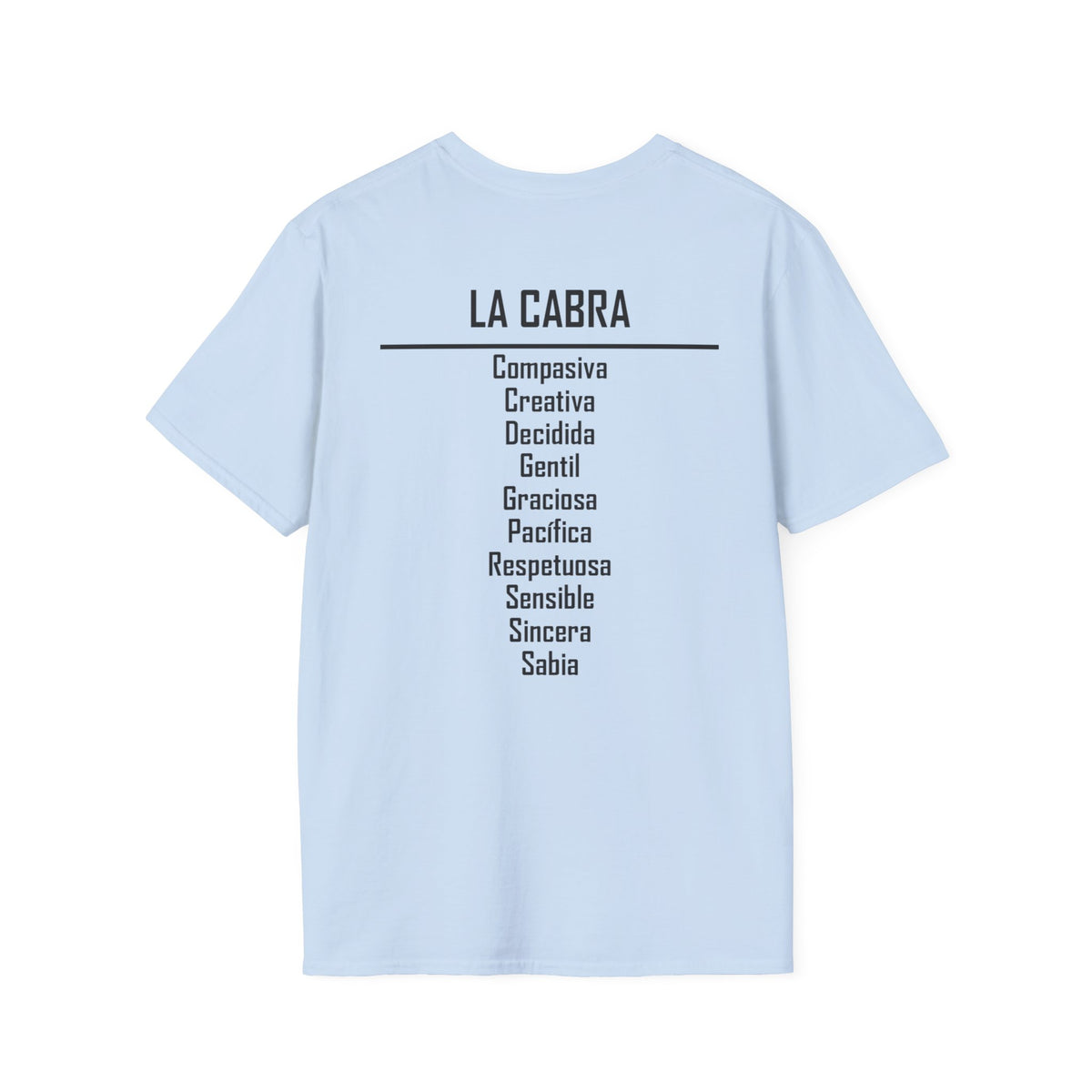 08 Cabra — Camiseta Tipográfica — Colores Claros — Español