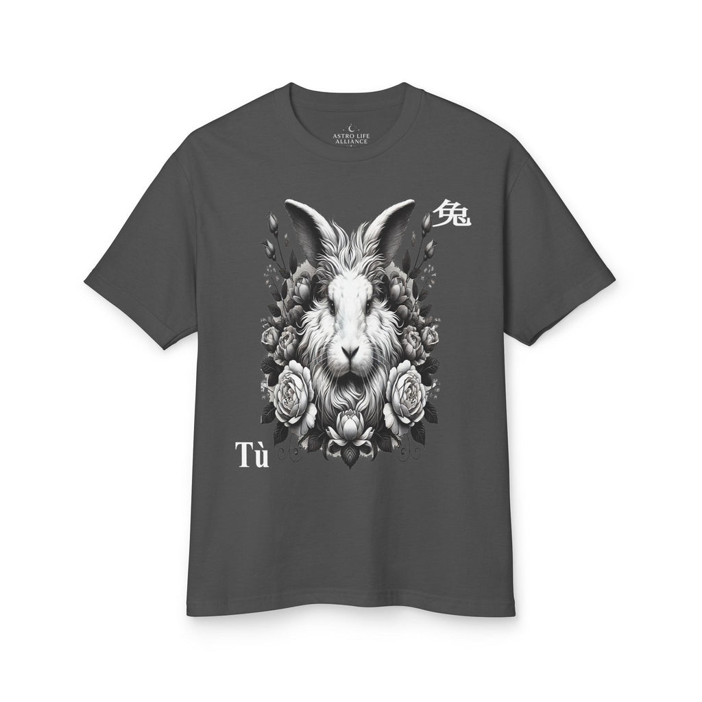 04 Rabbit — Illustrated Tee — Faded Black — English