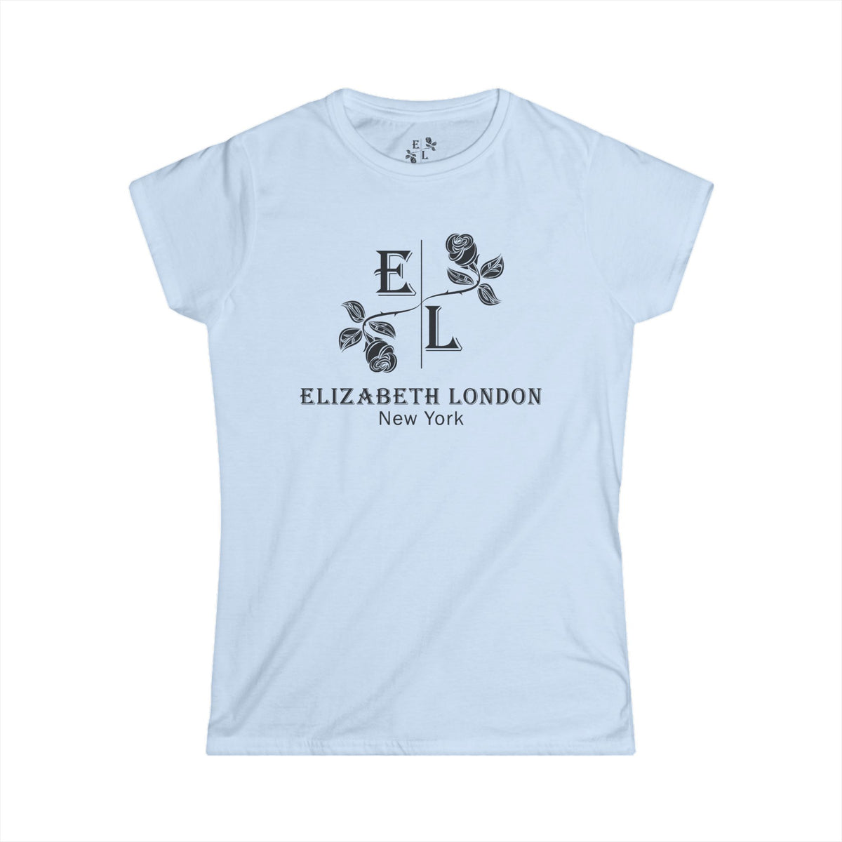Elizabeth London™ Iconic Signature Rose Women’s Tee – Soft Grace