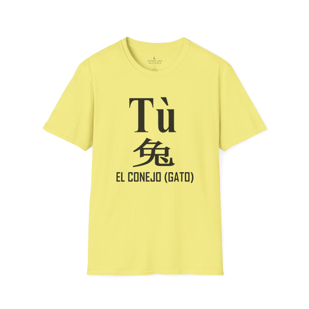 04 Conejo (Gato) — Camiseta Tipográfica — Colores Claros — Español