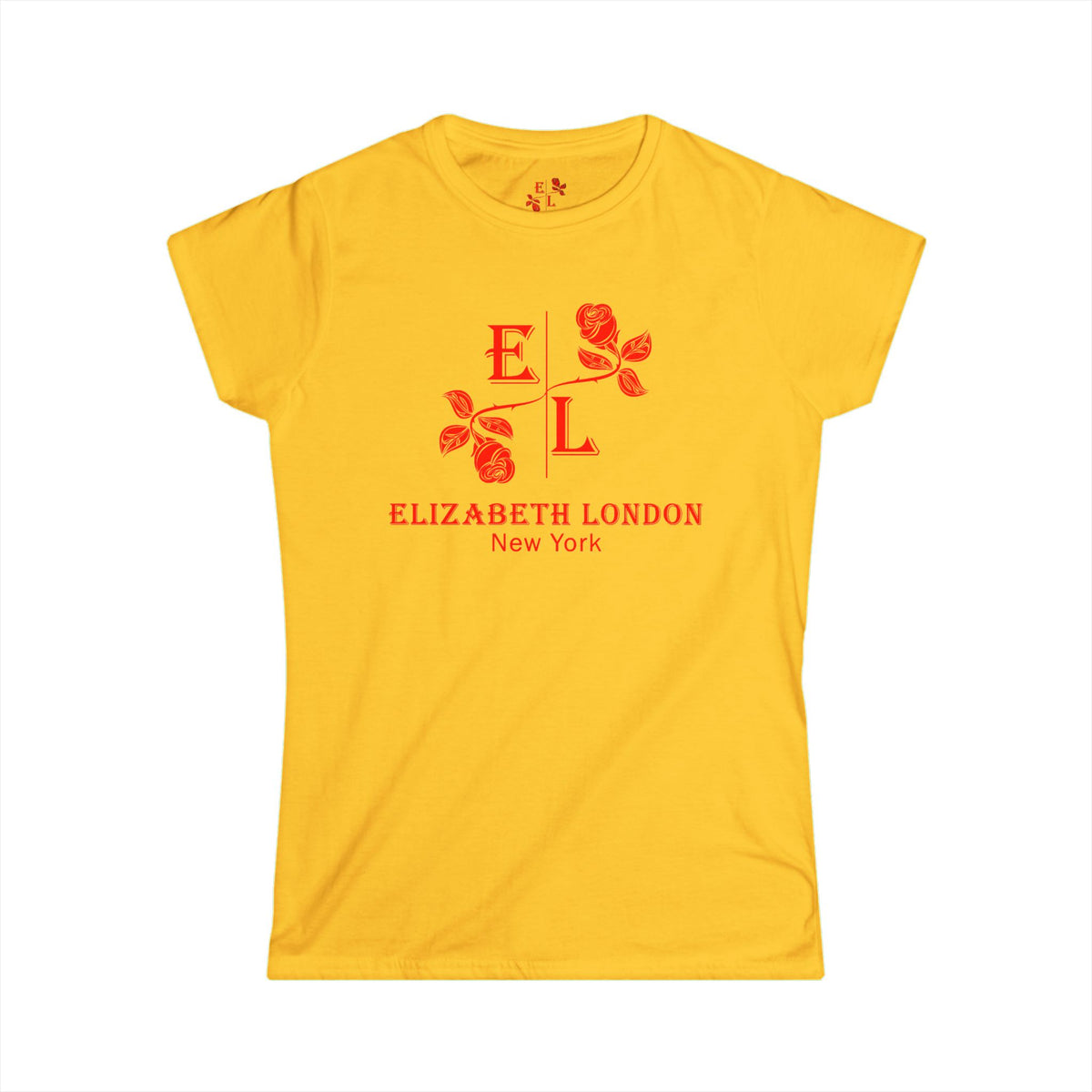 Elizabeth London™ Iconic Signature Rose Women’s Tee – Blush Petal