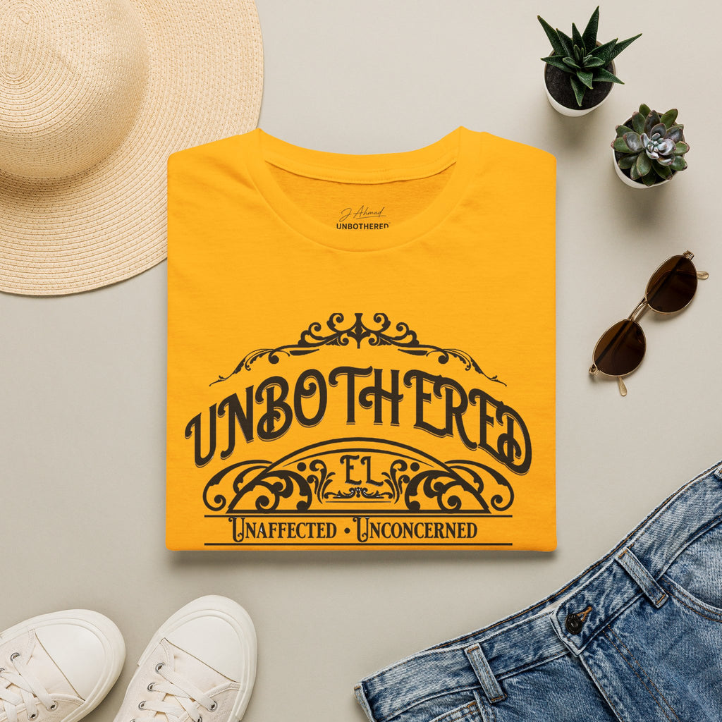 Unbothered & Undeniable Statement Unisex Softstyle Tee – Gold