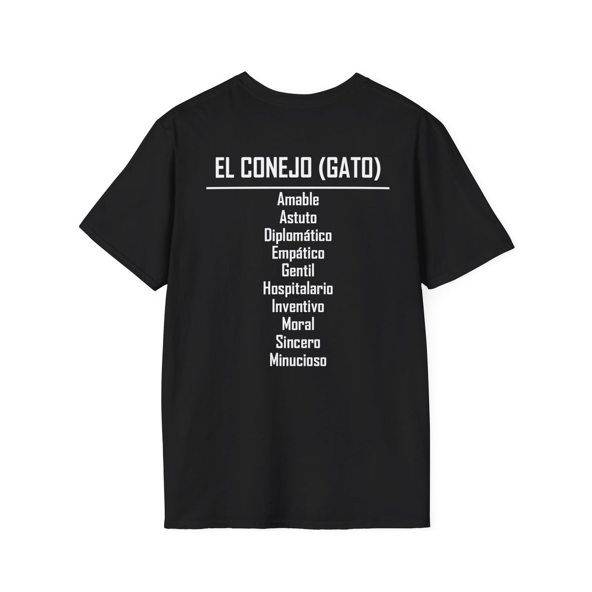 04 Conejo (Gato) — Camiseta Tipográfica — Colores Oscuros — Español
