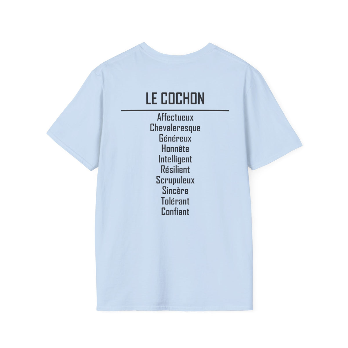 12 Cochon — T-shirt Typographique — Couleurs Claires — Français