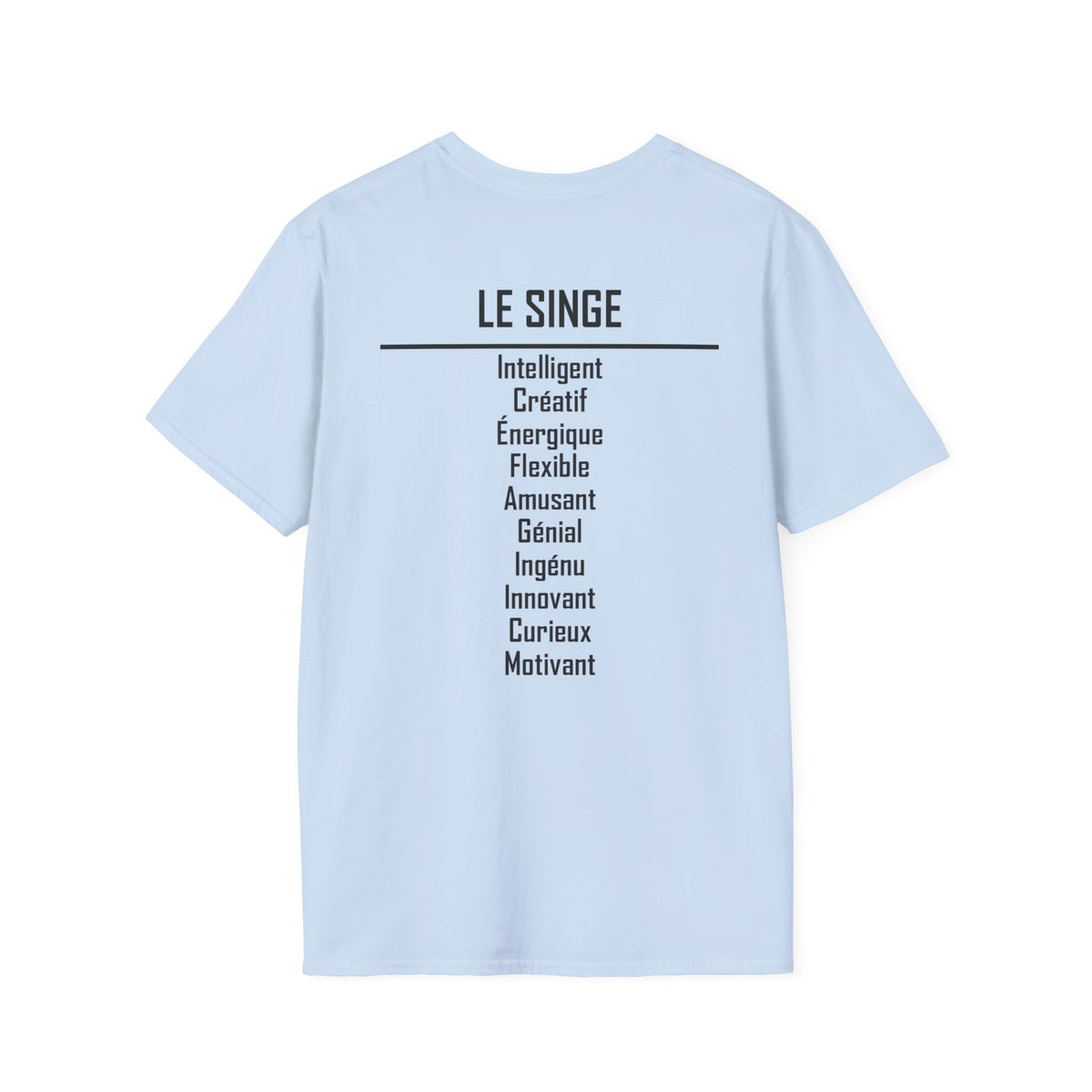 09 Singe — T-shirt Typographique — Couleurs Claires — Français