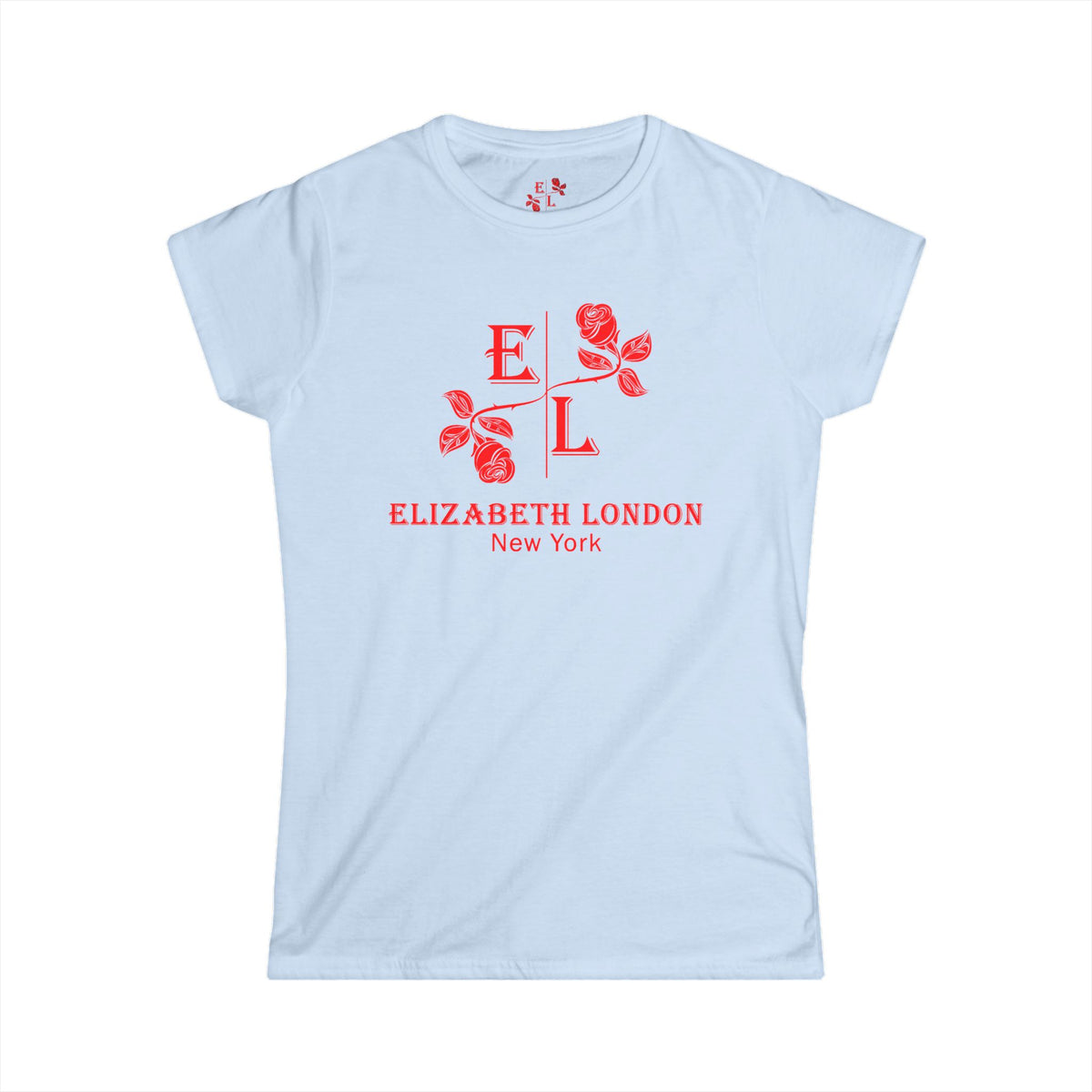 Elizabeth London™ Iconic Signature Rose Women’s Tee – Blush Petal
