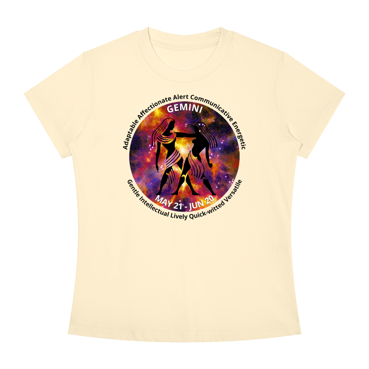 Gemini Full-Color Zodiac Slim-Fit Women’s Tee – Light Shades