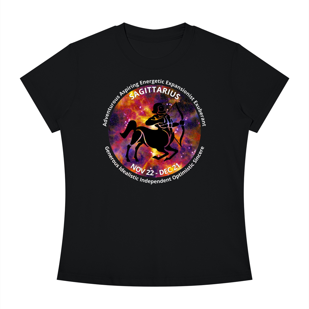 Sagittarius Full-Color Zodiac Slim-Fit Women’s Tee – Dark Shades