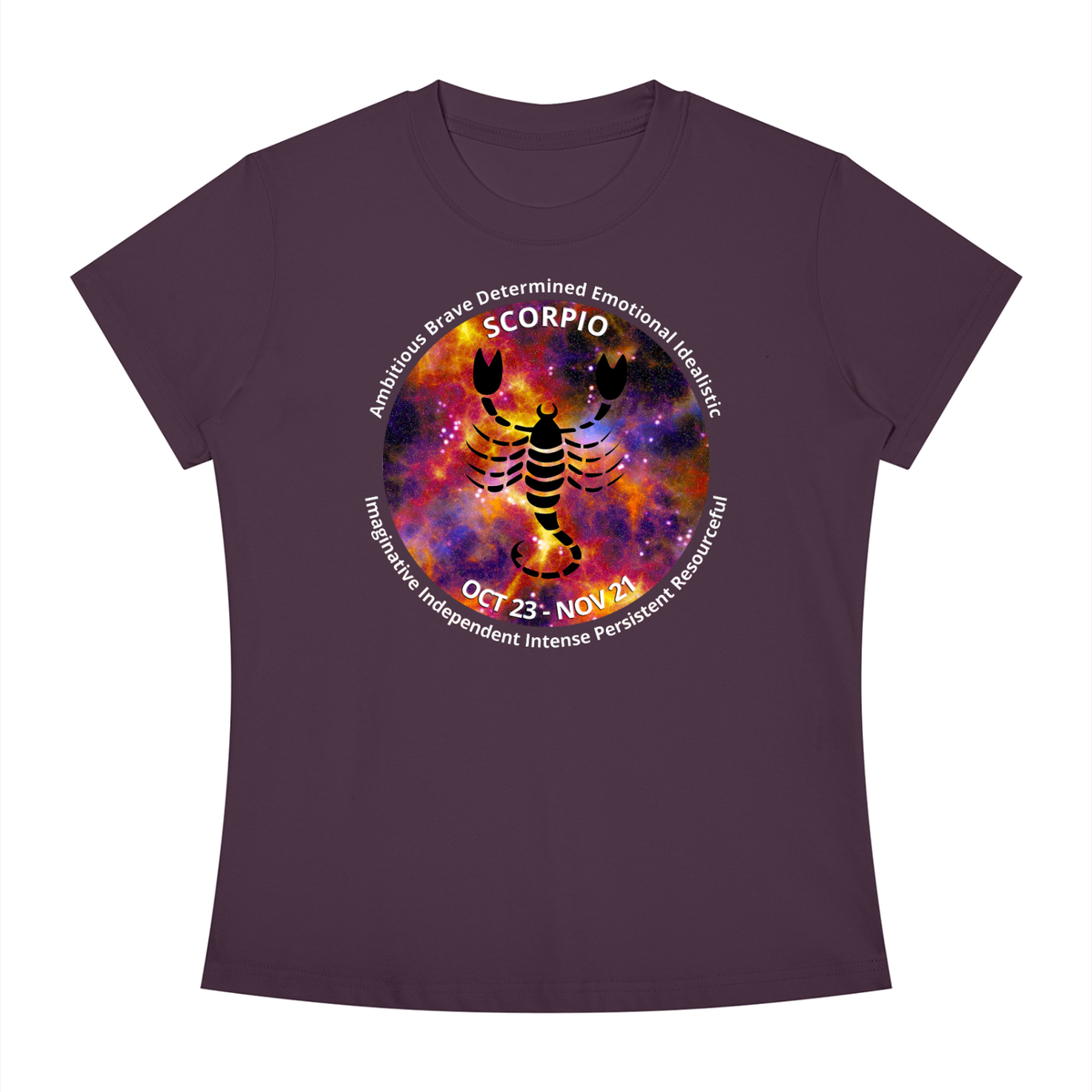 Scorpio Full-Color Zodiac Slim-Fit Women’s Tee – Dark Shades