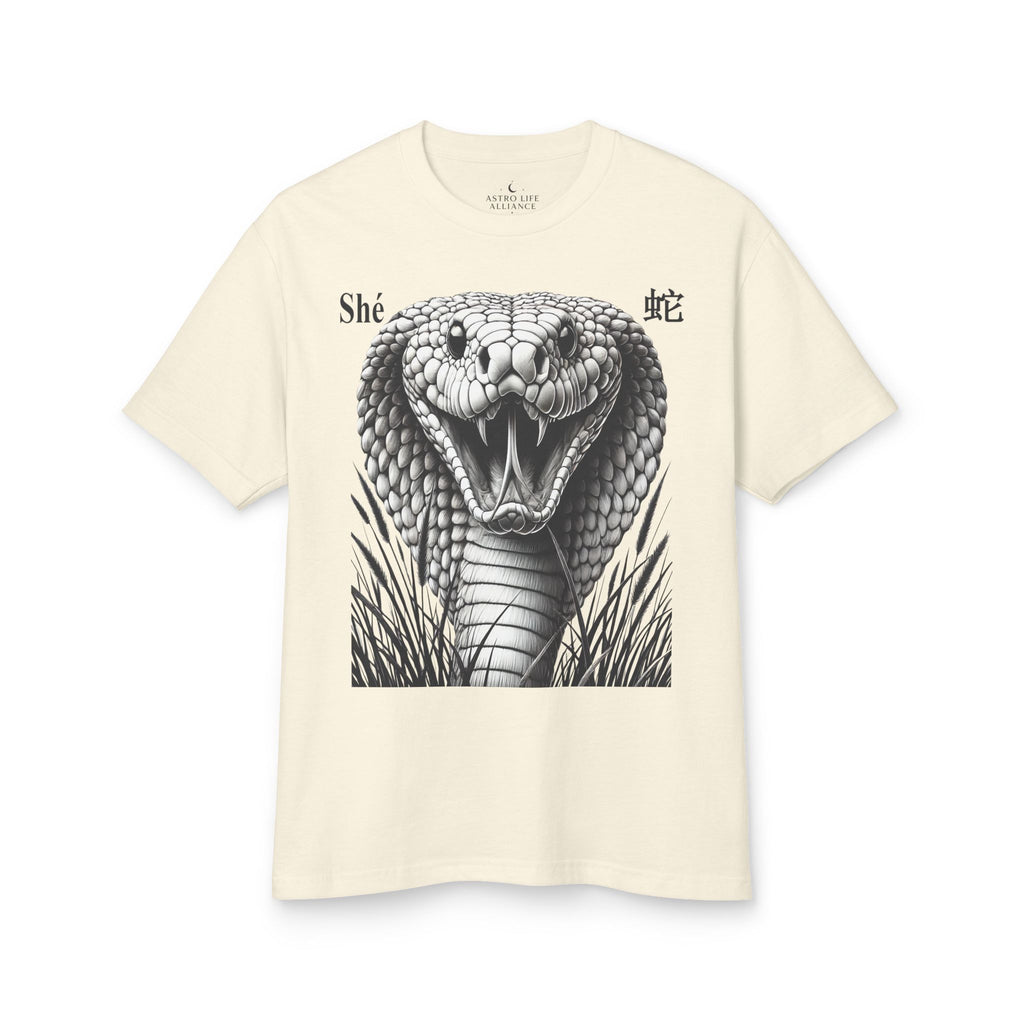 06 Snake — Illustrated Tee — Faded Cream — English