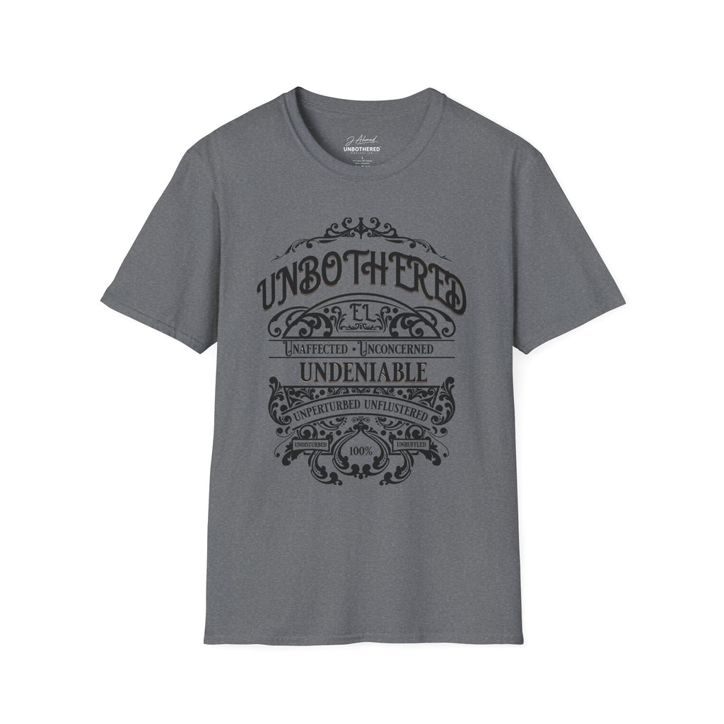 Unbothered & Undeniable Statement Unisex Softstyle Tee – Graphite Heather