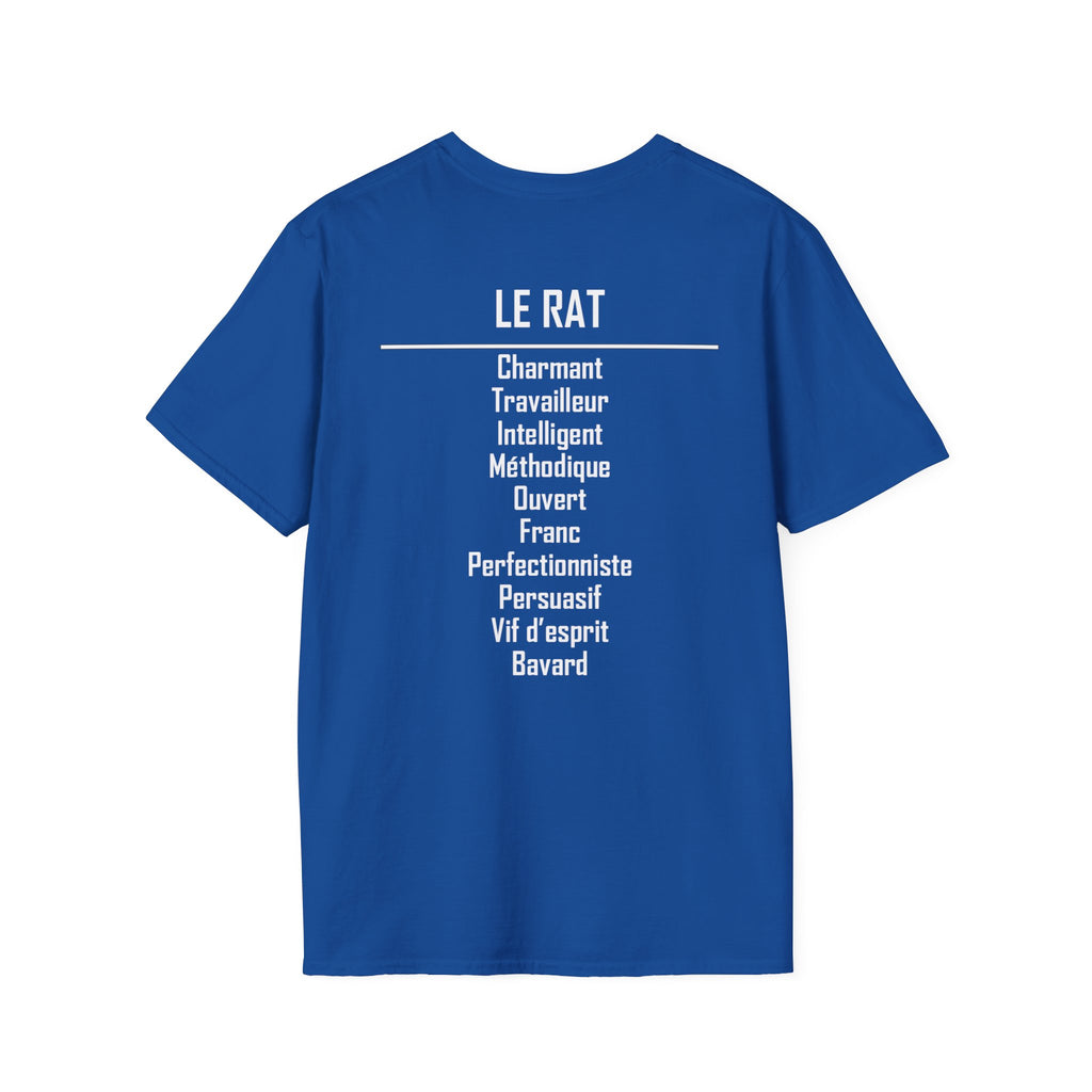 01 Rat — T-shirt Typographique — Couleurs Foncées — Français