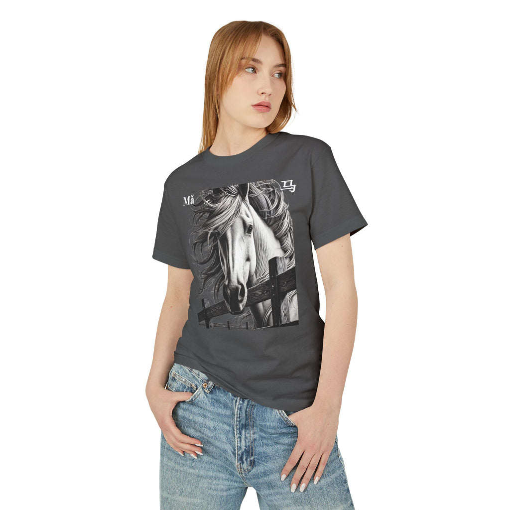 07 Horse — Illustrated Tee — Faded Black — English