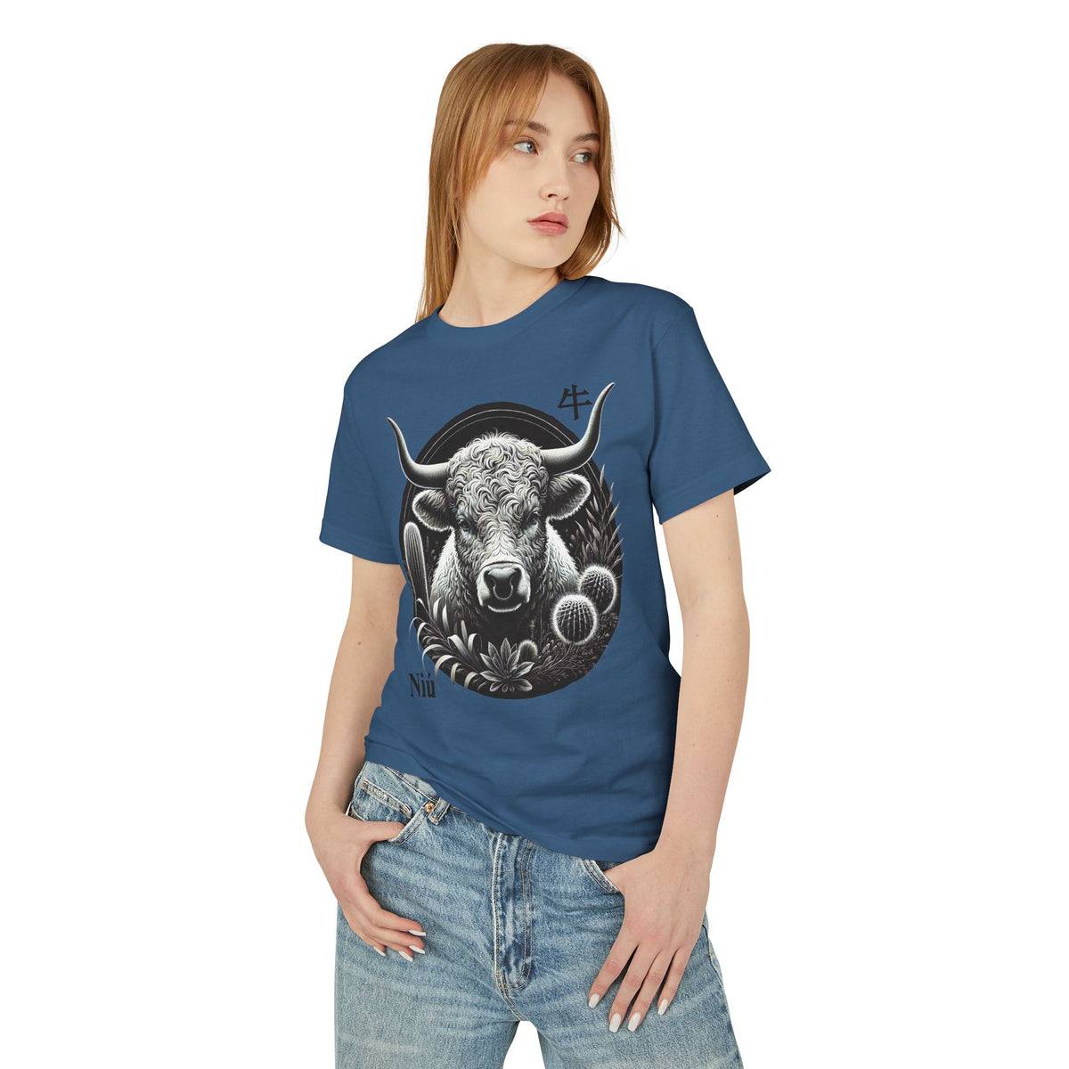 02 Buffle/Bœuf — T-shirt Illustré — Couleurs Foncées — Français
