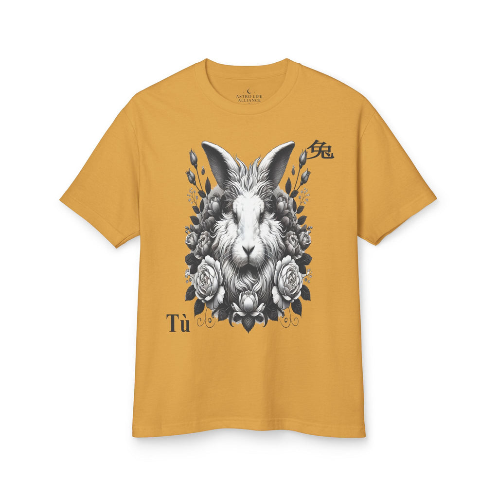 04 Rabbit — Illustrated Tee — Faded Mustard — English