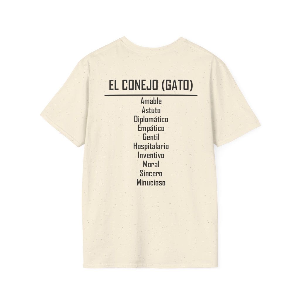 04 Conejo (Gato) — Camiseta Tipográfica — Colores Claros — Español