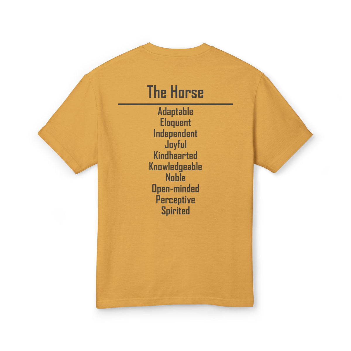 07 Horse — Illustrated Tee — Faded Mustard — English