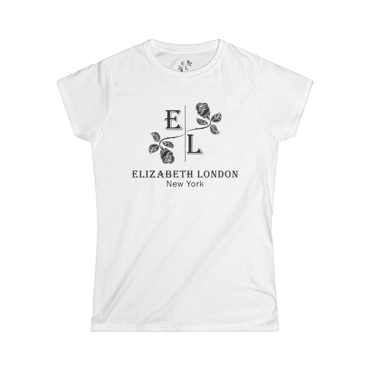 Elizabeth London™ Iconic Signature Rose Women’s Tee – Soft Grace