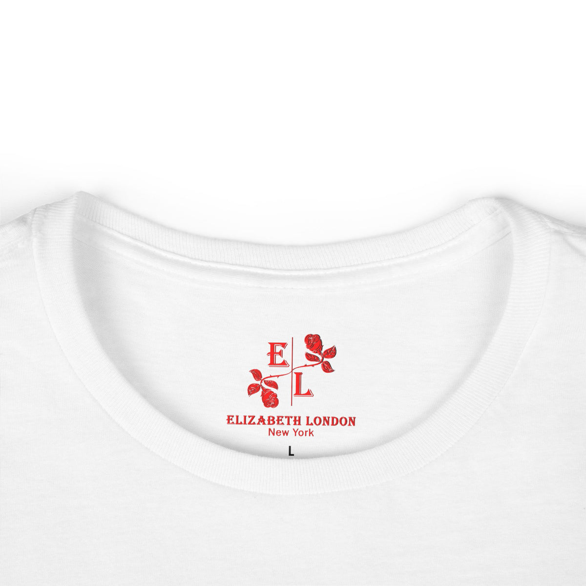 Elizabeth London™ Iconic Signature Rose Women’s Tee – Blush Petal