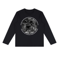 Leo black long-sleeve zodiac tee with black-and-white artwork, front view