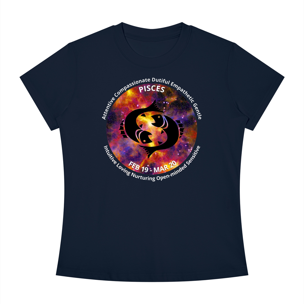 Pisces Full-Color Zodiac Slim-Fit Women’s Tee – Dark Shades
